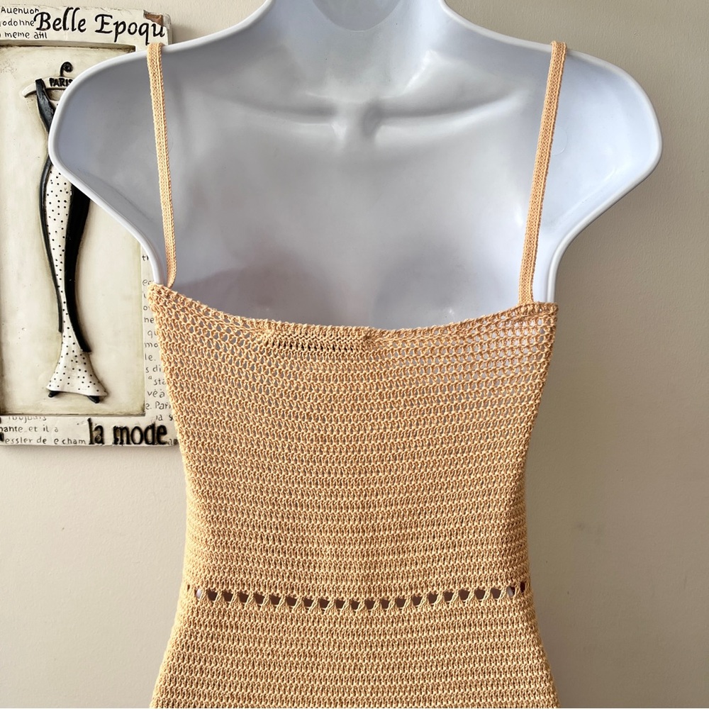 ZARA Coquette Feminine Crochet Knit Bustier Baddie Peach Midi Dress Size M - Picture 8 of 10